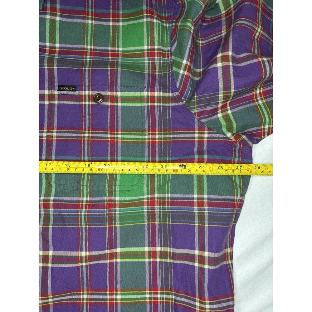 Polo Ralph Lauren Oxford Button Down Long Sleeve Shirt Plaid Purple 2XL NWT $125